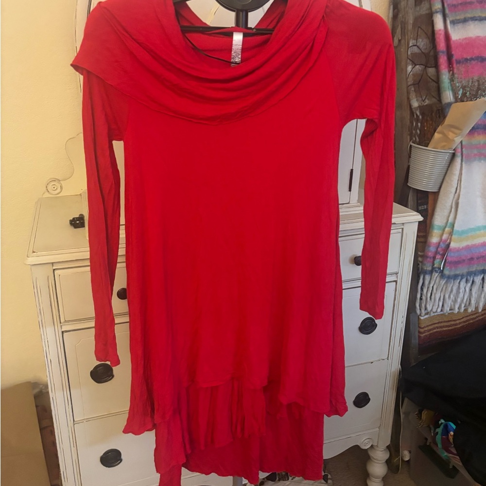 Kensie Vibrant Red Long Sleeve Dress